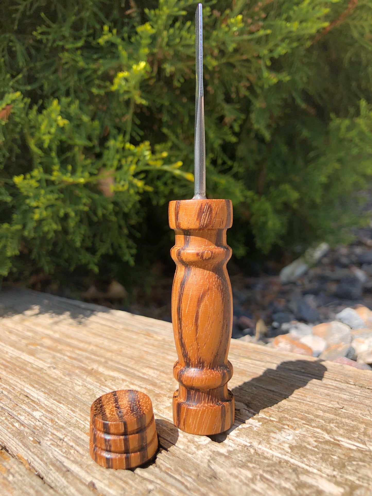 Zebrawood Tool With Marble Stand